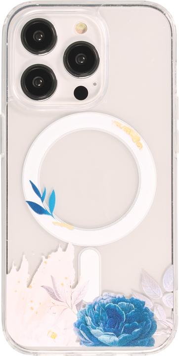 Produktbild PhoneLook Hülle Gummi Silikon steif mit MagSafe blaue Rose (Apple iPhone 14 Pro Max)