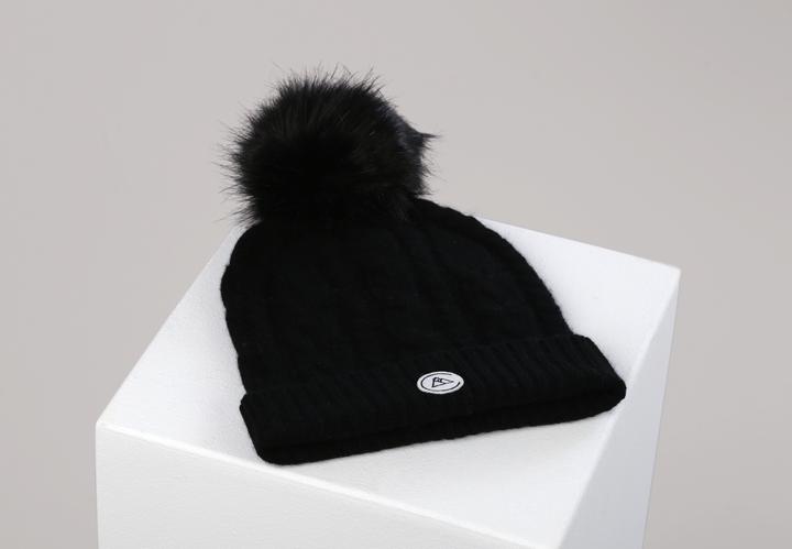 Actual product image Cash-Mere Kaschmir Mütze mit Zopfmuster und Bommel (One size)