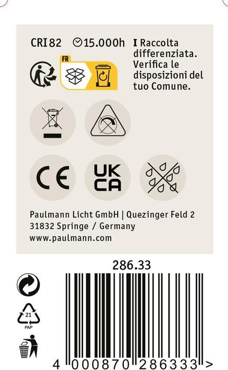 Immagine prodotto Paulmann Goccia (E27, 5 W, 470 lm, 1 x, F)