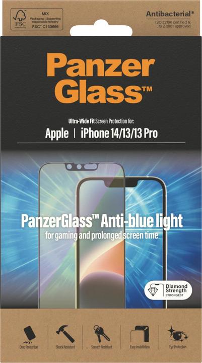 Produktbild PanzerGlass Anti-blue light Screen Protector (1 Stück, Apple iPhone 13, Apple iPhone 14, Apple iPhone 13 Pro)