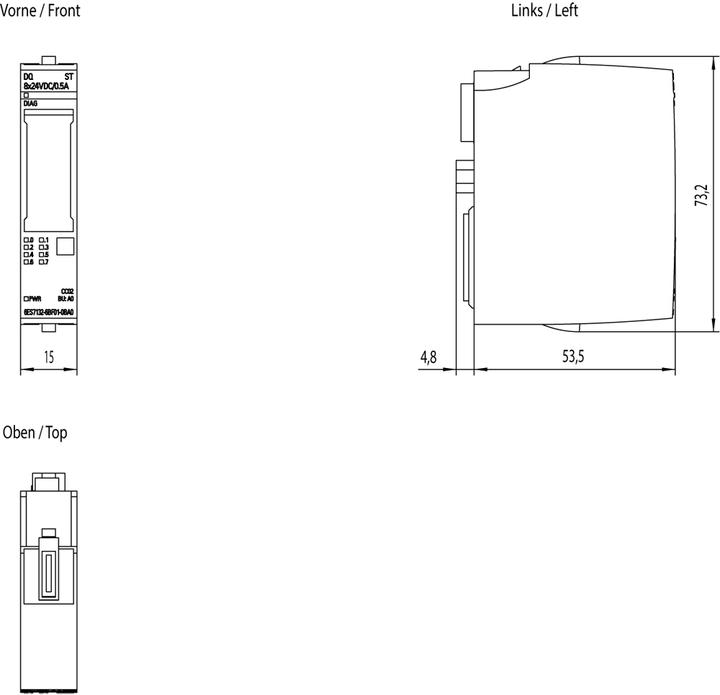 Produktbild Siemens 6ES7132-6BF01-0BA0 Netzteil & Spannungsumwandler Indoor Mehrfarbig