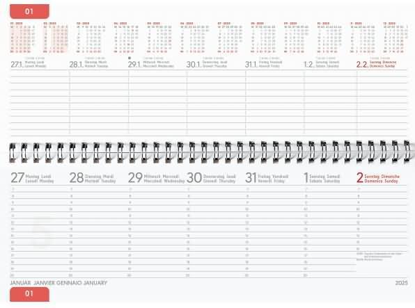 Produktbild Tisch-Querkalender 2025 argentum, 29,7x13,5cm, Bürokalender mit 112 Seiten (297 x 105 mm, Deutsch)