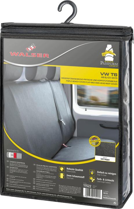 Image du produit Walser Housses de siège pour VW T6 Banquette 3 places arrière en similicuir BJ 07/2015 - aujourd'hui