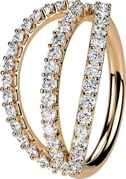Star Piercing Micro Piercing Ring rosegold drei Ringe mit Kristallen (Messing)