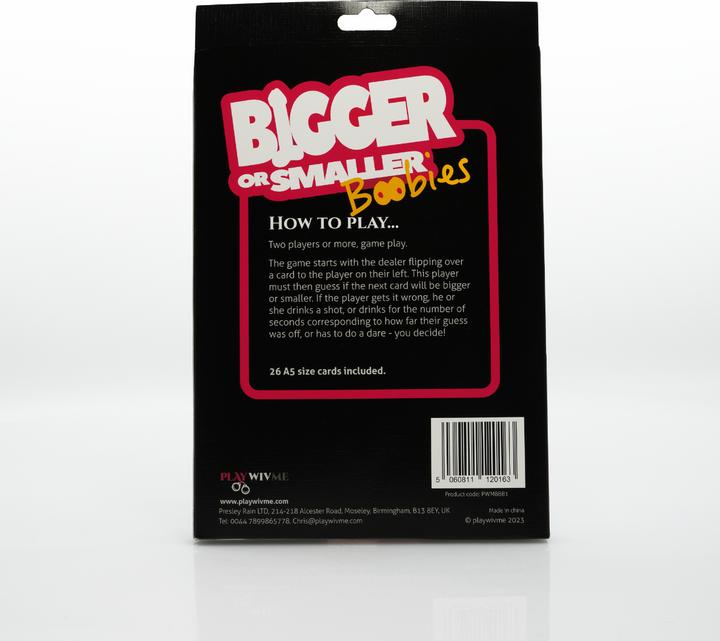 Actual product image Play Wiv Me "Bigger or Smaller: Boobies" - Funny card game for adults, 26 cards (Deck of cards, English)
