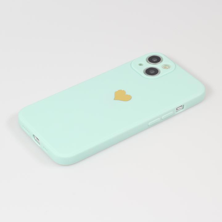 Produktbild PhoneLook Hülle Silikon Mat Herz gold Türkis (Apple iPhone 15)