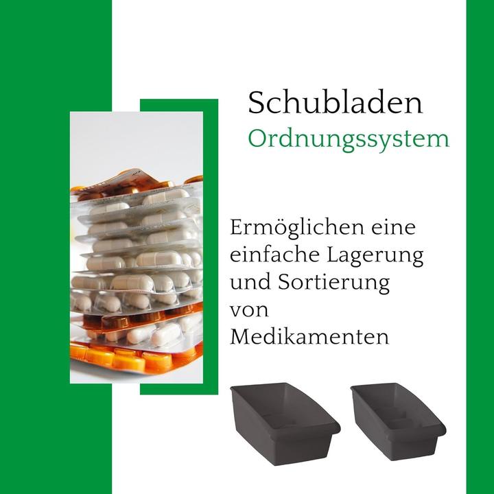 Actual product image Novaliv 2er Set Medikamenten Organizer gross Hausapotheke - 25 x 16 cm ANTHRAZIT GRAU mit Abtrennung (25 x 16 cm)