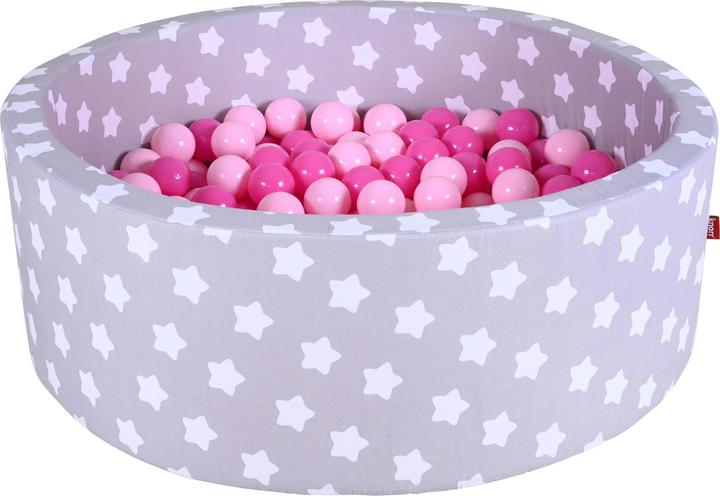 Produktbild Knorrtoys Bällebad soft - "Grey white stars" - 300 balls soft pink (ca. 6cm Durchmesser)