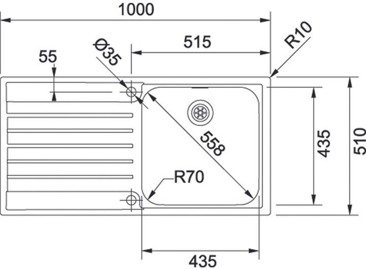 Image du produit Franke Argos AGX 611 100 (Éviers à poser, 100 cm, 51 cm)