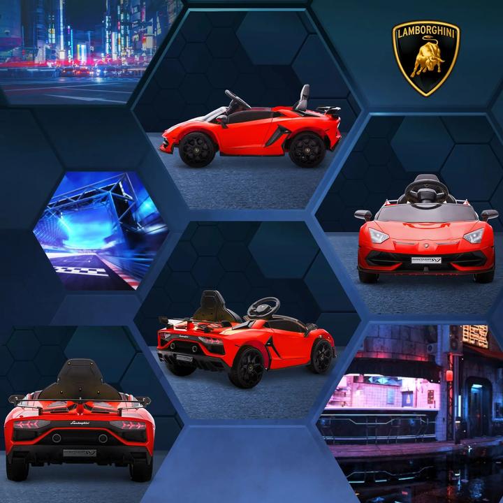 Image du produit Floki24 Voiture électrique pour enfants, licence Lamborghini Aventador, portes battantes, musique, klaxon (12 V)