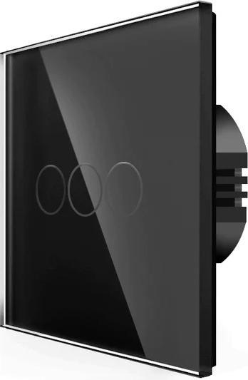 Spring Three Gang, One Way Touch Switch, Glass Black