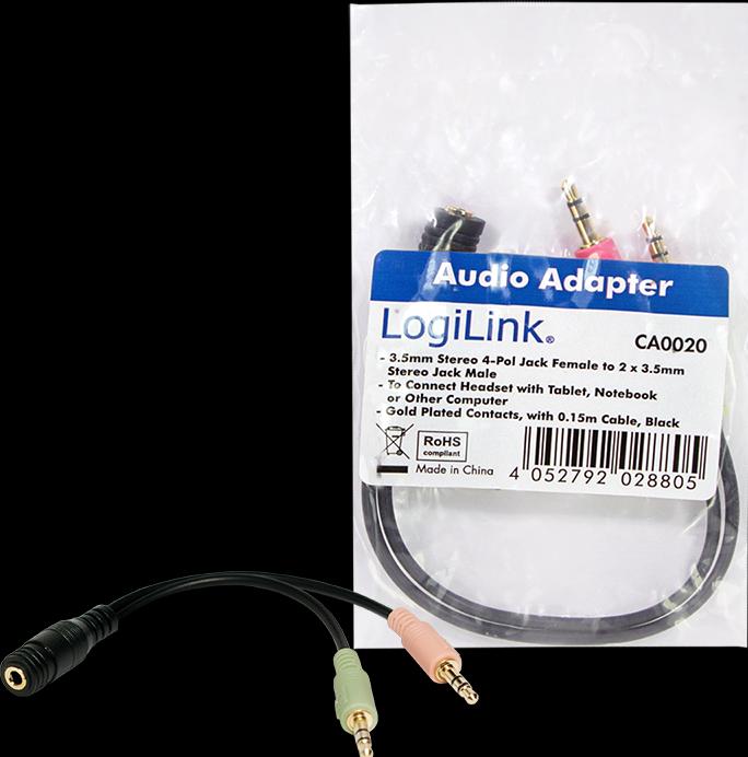 Produktbild LogiLink Klinkenadapter (0.15 m, 3.5mm Klinke (AUX))