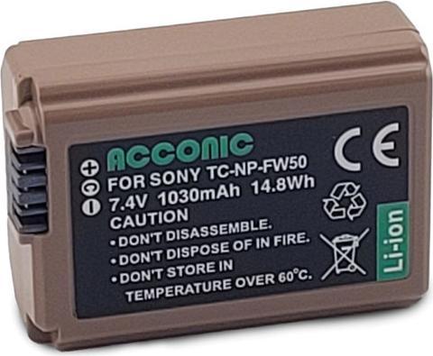 Actual product image Acconic Battery with USB-C input for Sony NP-FW50 NEX.3 NEX.3C NEX.5 NEX.5A PTA (Camera battery)