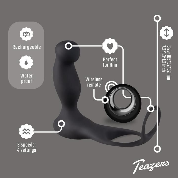 Actual product image Teazers Cock & Ball Ring Prostate Vibrator (3 cm)