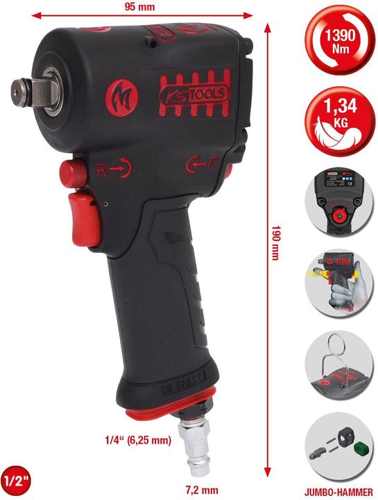 Produktbild KS Tools 1/2 miniMONSTER 1.390Nm Hochl.Druckl.-Schlagschr (Druckluft)