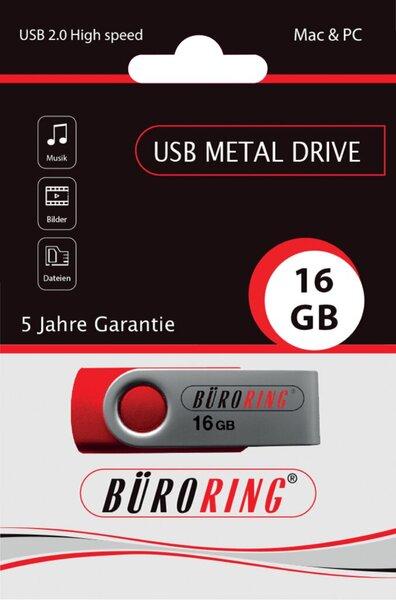 Image du produit Büroring Speicherstick, USB 2.0 mit drehbarer Metall-Abdeckung, Kapazität 16 GB (16 Go, USB-A)