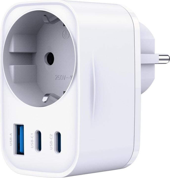Produktbild 3MK Adapter sieciowy Hyper Comfort Charger 30W 1xUSB-A 2xUSB-C 1xSchuko PD QC3.0 biały (30 W)