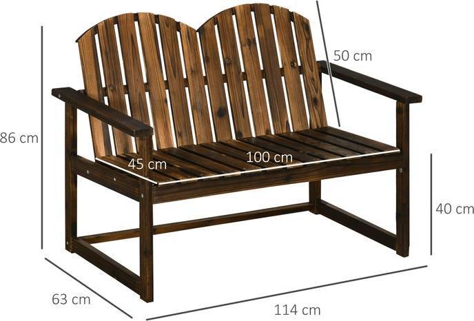 Image du produit Swisshandel24 Banc de jardin, banc 2 places, banc en bois avec dossier, accoudoir, banc de parc, peut supporter