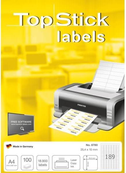 Produktbild TopStick Universal-Etiketten, 25,4 x 10 mm, 100 Blatt weiss, selbstklebend, permanent haftend