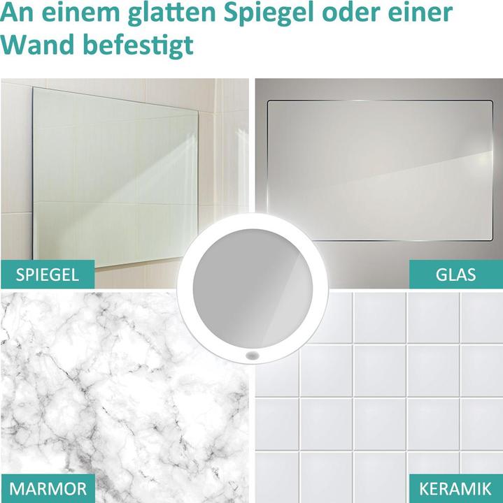 Actual product image Emke Kosmetikspiegel mit beleuchtung 5X Vergrösserung, Saugnapf, Batteriebetrieben, 165mm