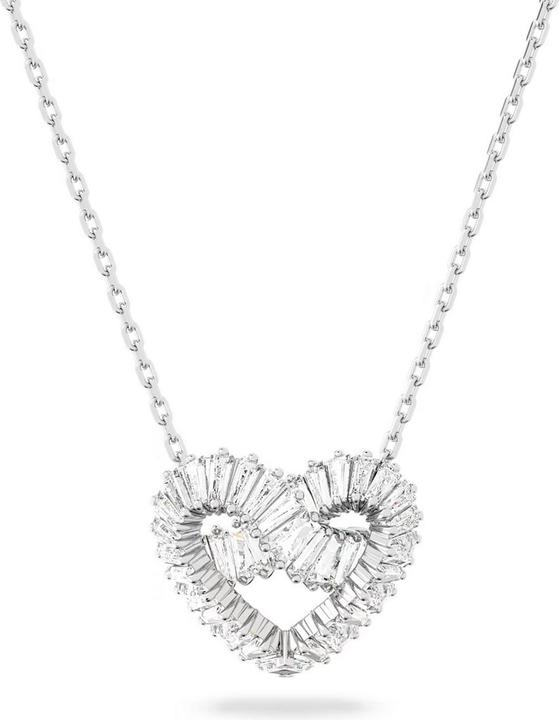 Swarovski Matrix Halskette Verschiedene Schliffe Herz Weiss (Swarovski Metall, 38 - 43 cm)