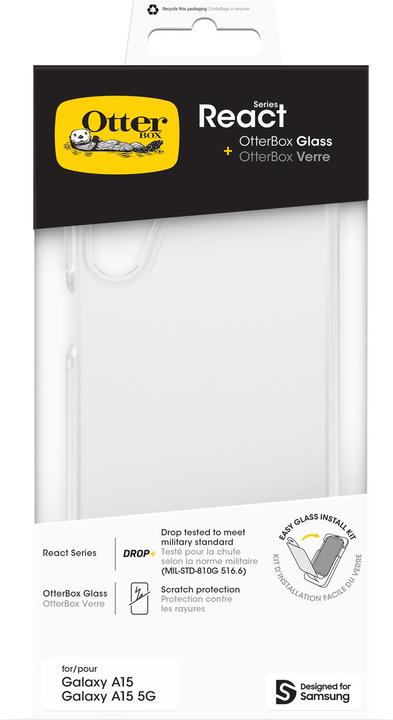 Produktbild OtterBox React + Glass Bundle - Kit (Samsung Galaxy A15, Samsung Galaxy A15 5G)