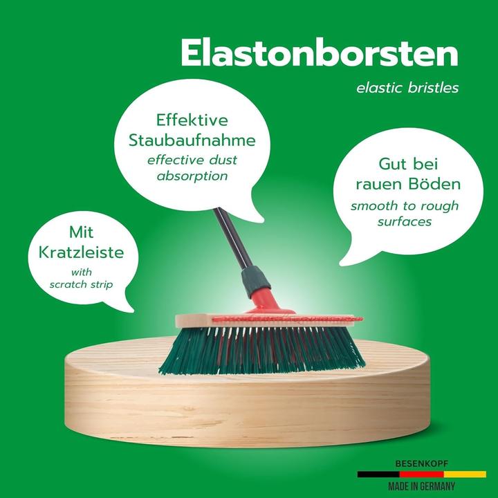 Actual product image Novaliv Gartenbesen mit Stiel und Kratzleiste 40 cm Elaston Borsten Besen draussen Strassenbesen mit S (1 pcs.)