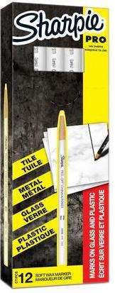 Produktbild Sharpie Markierstift, Weiss, Wachs, Fein, 12Stück (Weiss, 12 x)