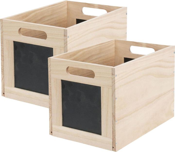 Immagine prodotto Storage Solutions Set di 2 scatole di legno con lavagna, scatola per etichette, 30 x 20 x 20 cm (30 x 20 x 20 cm, 12 l)