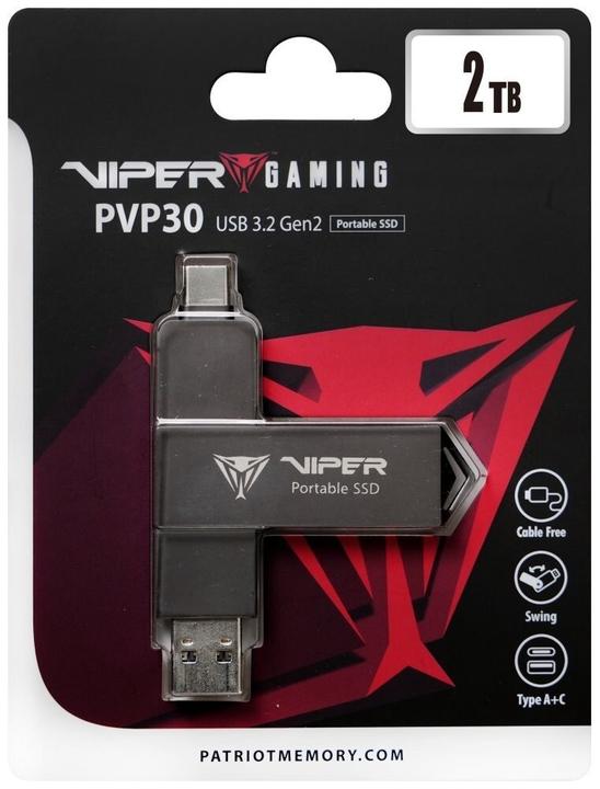 Produktbild Patriot Dysk SSD PVP30 2TB 1000MB/s USB Duo A+C 3.2 Gen2 Alu (2 TB)