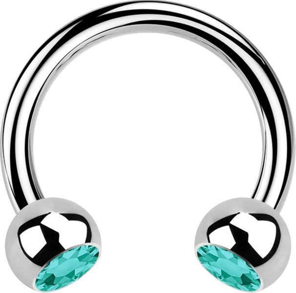 Produktbild Star Piercing Micro Circular Barbell silber mit zwei Kugeln Kristall türkis (ohne Messing, Chirurgenstahl 316L)