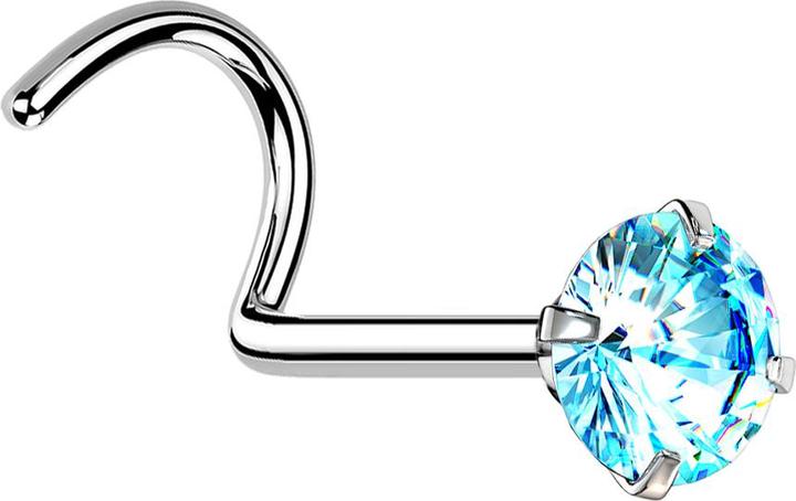 Immagine prodotto Star Piercing Borchia da naso curva in argento con cristalli tondi color acqua (Acciaio chirurgico 316L)