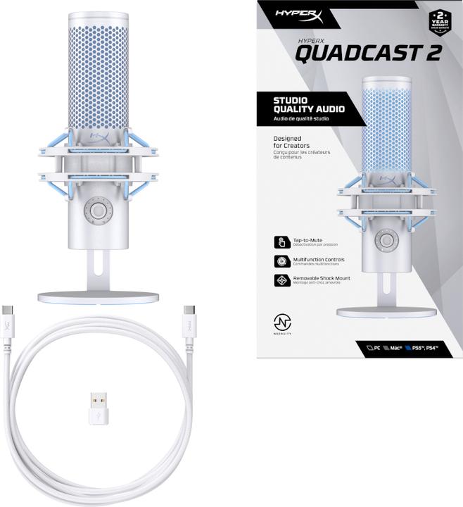 Actual product image HP HyperX QuadCast 2 - USB Microphone (Grey)