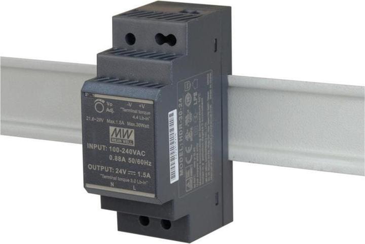Immagine prodotto MeanWell ALIMENTATORE INDUSTRIALE - 1 USCITA - MONTAGGIO SU GUIDA DIN - 30 W - 24 V - 1,5 A