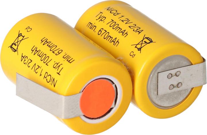 Image du produit AccuCell Accu 2/KR-600AE 2/3 A Cadnica avec cosse à souder en forme de U (1 pcs, 600 mAh, Chargeurs sans batterie)