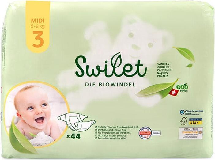Swilet Die Biowindel (Gr. 3, Tragepack, 44 Stück)