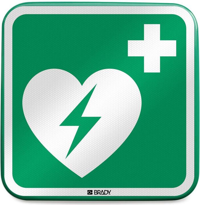 Actual product image Brady E/E010//RFLBD-400X400-1, ISO safety sign - Automated external defibrillator (AED)