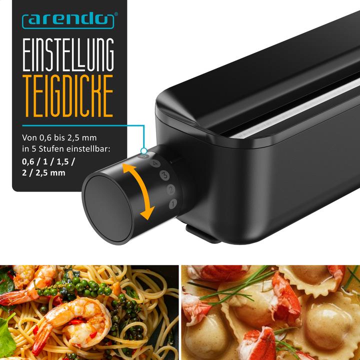 Actual product image Arendo Elektrische Nudelmaschine, Pasta Maker, 5 Stärken, 120 W, Nudelwalze und 2x Pasta-Schneideinsätze