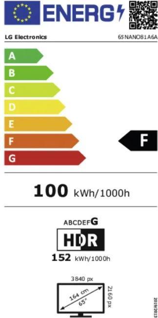 Label énergétique LG 65NANO81A6A sw NanoCell LED-TV UHD,Multituner,Smart,PVR,a7,HDR (65", NANO81, 4K)