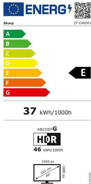 Energie-Label Sharp 40GF2265E 40" FHD Google TV schwarz (40", LED, Full HD)