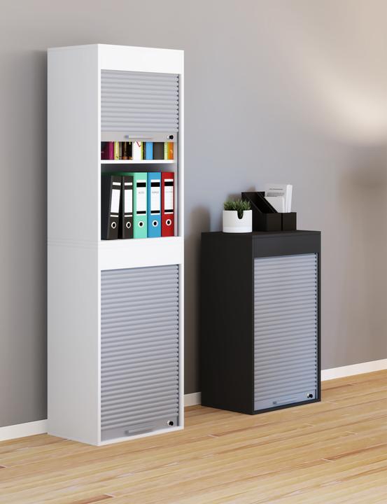 Produktbild VCM Holz Büroschrank Aktenschrank Aktos L Rollladen abschliessbar (50 x 40 x 93 cm)