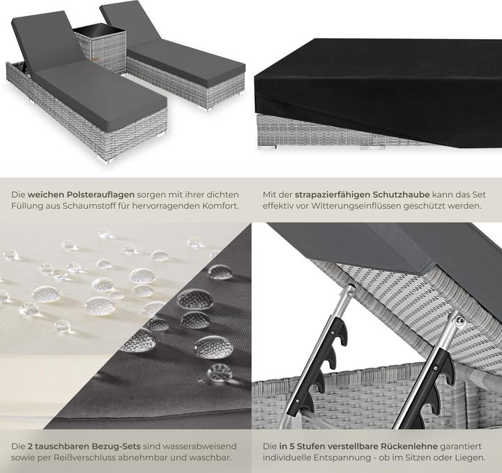 Image du produit tectake Bains de soleil (184 cm)