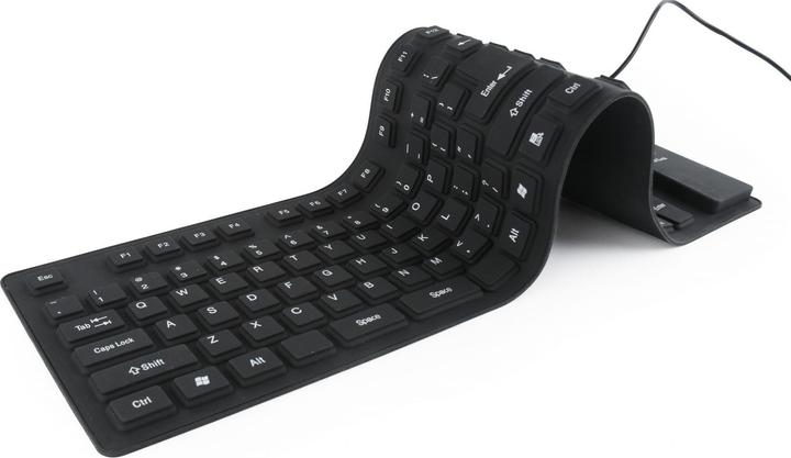 Actual product image Gembird FLEXIBLE USB ENG/Juodas KB-109F-B (DE, Cable)