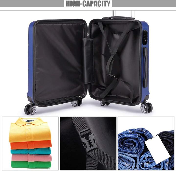 Image du produit Kono ABS Kabinenkoffer Handgepäck mit TSA-Schloss 55 cm (38 l, Bagage à main (jusqu'à 50l))