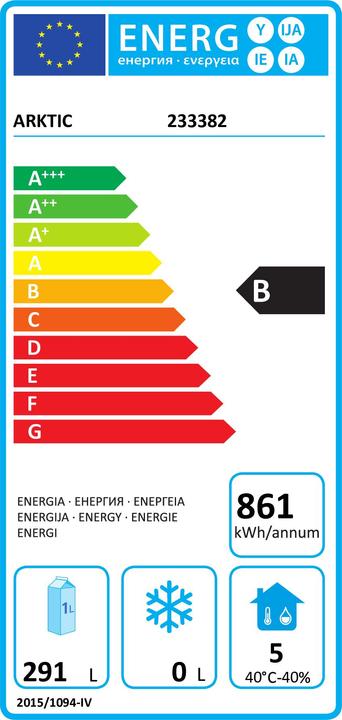 Energie-Label Hendi Kühltisch dreitürig Kitchen Line 390L (390 l)