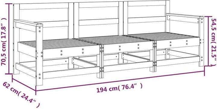 Actual product image VidaXL 3-piece garden lounge set solid wood Douglas fir, material