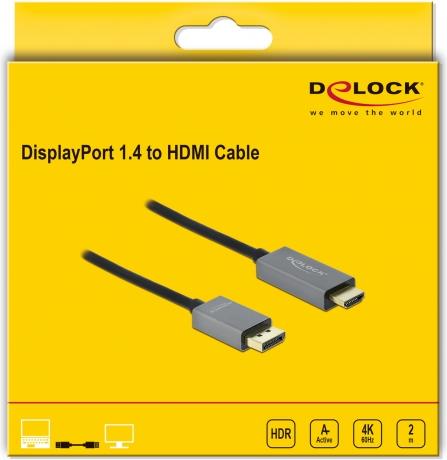 Produktbild Delock DisplayPort — HDMI (Typ A) (2 m, HDMI)