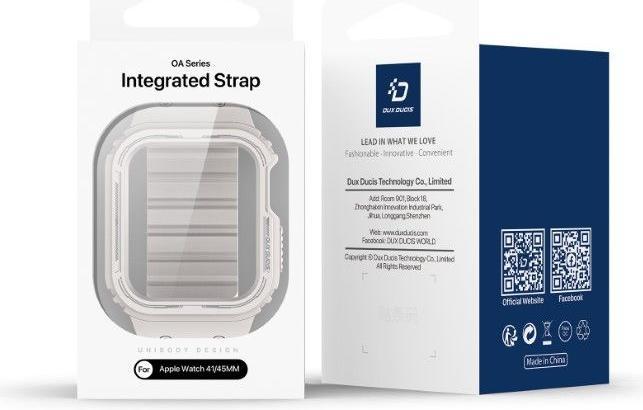 Actual product image Dux Ducis OA Strap Apple Watch 38mm/40mm/41mm - White (38 mm, 40 mm, 41 mm, Silicone, Apple Watch Series 2, Apple Watch Series 1, Apple Watch Series 3, Apple Watch Series 4, Apple Watch Series 5, Apple Watch Series 6, Apple Watch Series 7, Apple Watch Series 8, Apple Watch Series 9, Apple Watch SE)