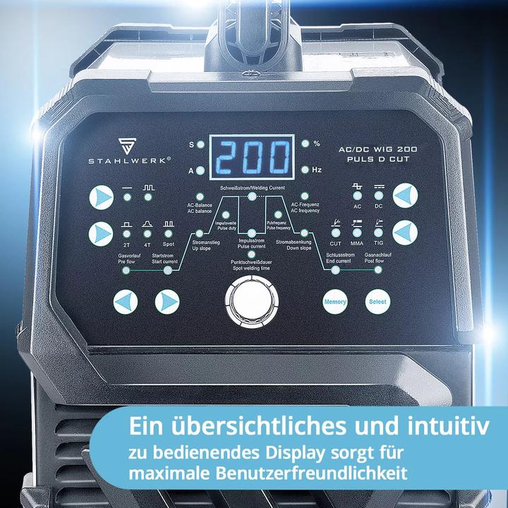 Produktbild Stahlwerk 4-in-1 Kombi-Schweissgerät AC/DC WIG 200 Puls D CUT Vollausstattung