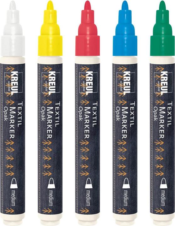 Immagine prodotto Kreul Texi Mäx Opak Set di Base (Giallo, Verde, Bianco, Blu, Rosso, 4 mm, 5 x)